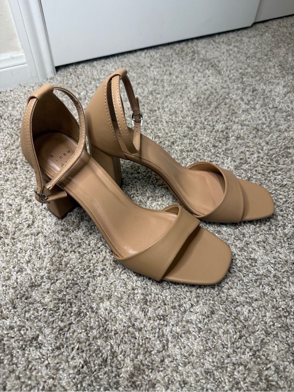 a new day Tan Block Heel Ankle Strap Sandals